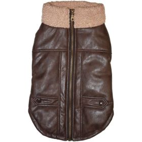 Fashion Pet Brown Bomber Dog Jacket - Small