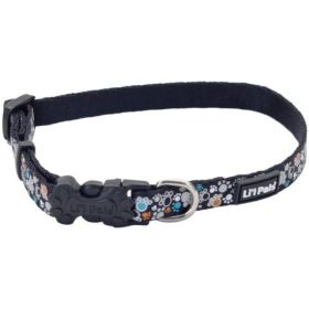 Li'L Pals Reflective Collar - Teal and Orange Paws - 8-12"L x 3/8"W